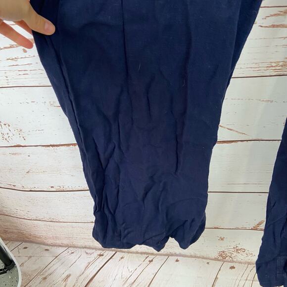 Windsor M Blue Linen Strappy Open Back Keyhole Flowy Straight Leg Jumpsuit - Picture 6 of 10